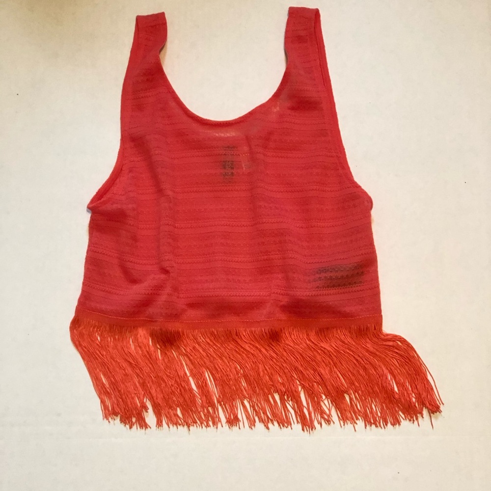Fringe tangerine orange top H&M